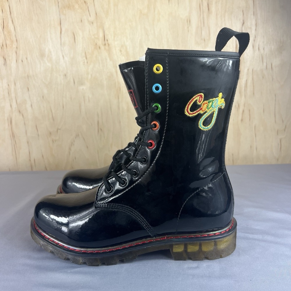Coogi Women's Size 8 Black PU Leather Ankle Boots Lace Up Booties CW1261